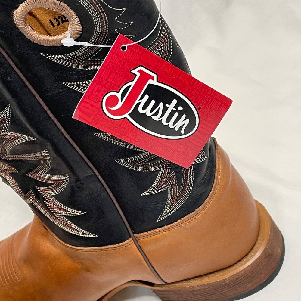 Justin Size 10 EE Caddo BENT RAIL Western SQUARE TOE Boot Copper Brown BR740 - Picture 5 of 12